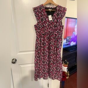 J. Crew Floral Pink and Black Dress